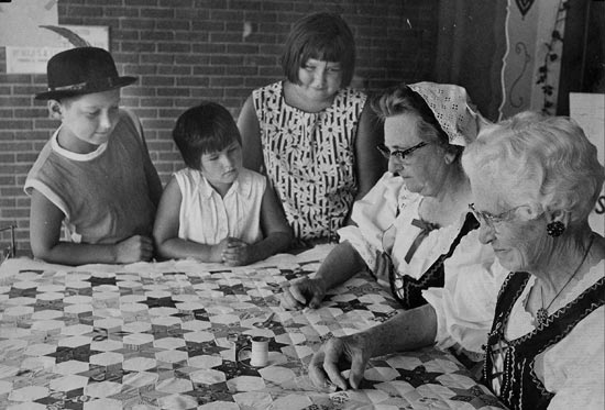 Quilting during Wilber Czech Festival, 1968 