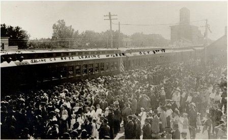 Wilber Republican 52, Saline Co. boys leaving Wilber Oct.3, 1917