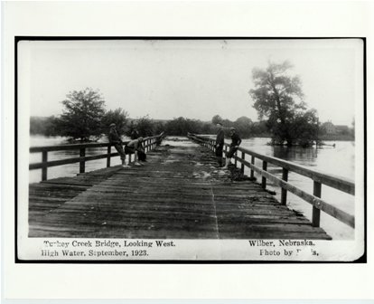 W08, Turkey Creek Bridge at Wilber, NE Sept. 1923 during High Water